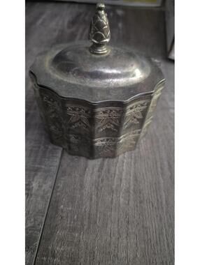 Vintage 1991 Godinger Silver Plated Red Velvet Lined Jewelry Trinket Box w/ Lid